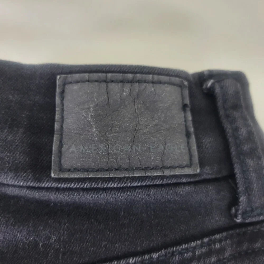 American Eagle Denim Mini Skirt Womens 00 Charcoal Destroyed‎ Raw Hem Distressed